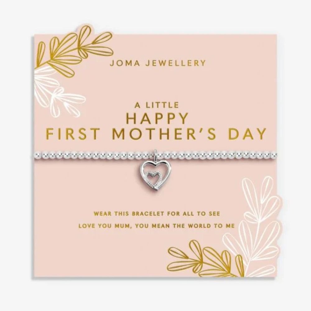 Joma Jewllery Mother's Day A Little 'Happy First Mother's Day' Bracelet - Silver Plated - Old Railway Line Garden Centre