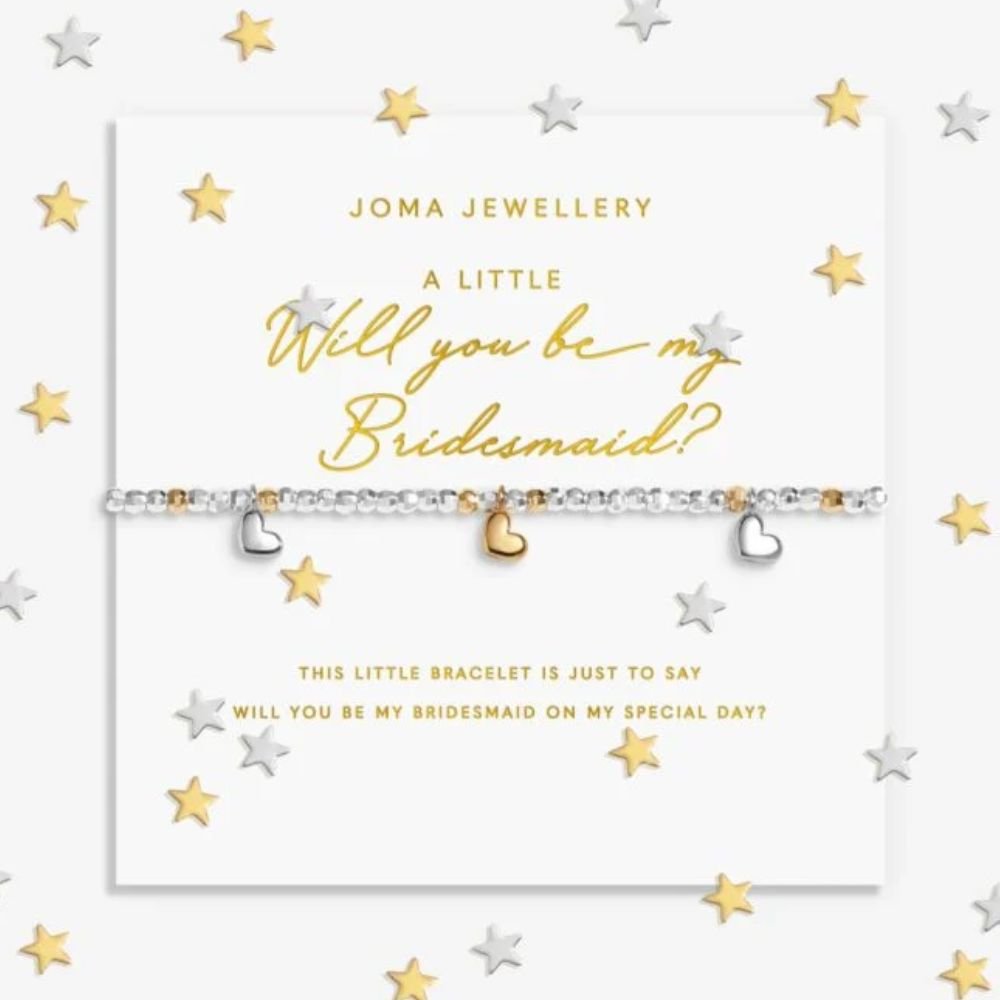 Joma Jewllery Sparkle Confetti A Little 'Will You Be My Bridesmaid' Bracelet - Silver & Gold Plated - Old Railway Line Garden Centre