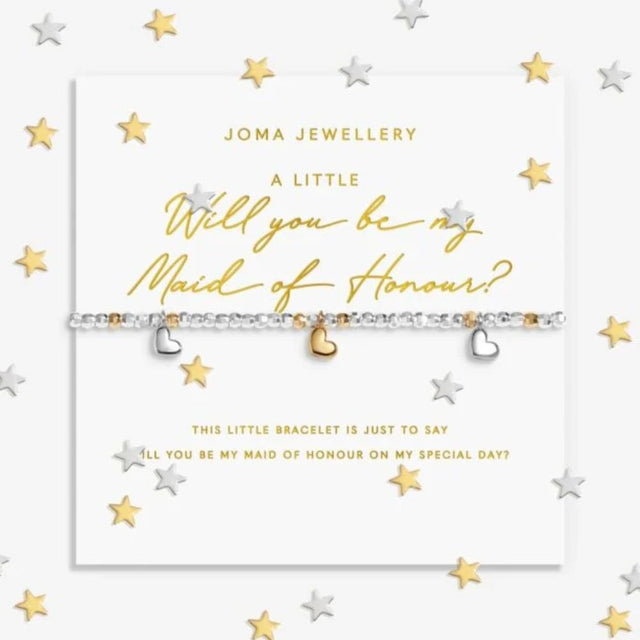 Joma Jewllery Sparkle Confetti A Little 'Will You Be My Maid Of Honour' Bracelet - Silver & Gold Plated - Old Railway Line Garden Centre