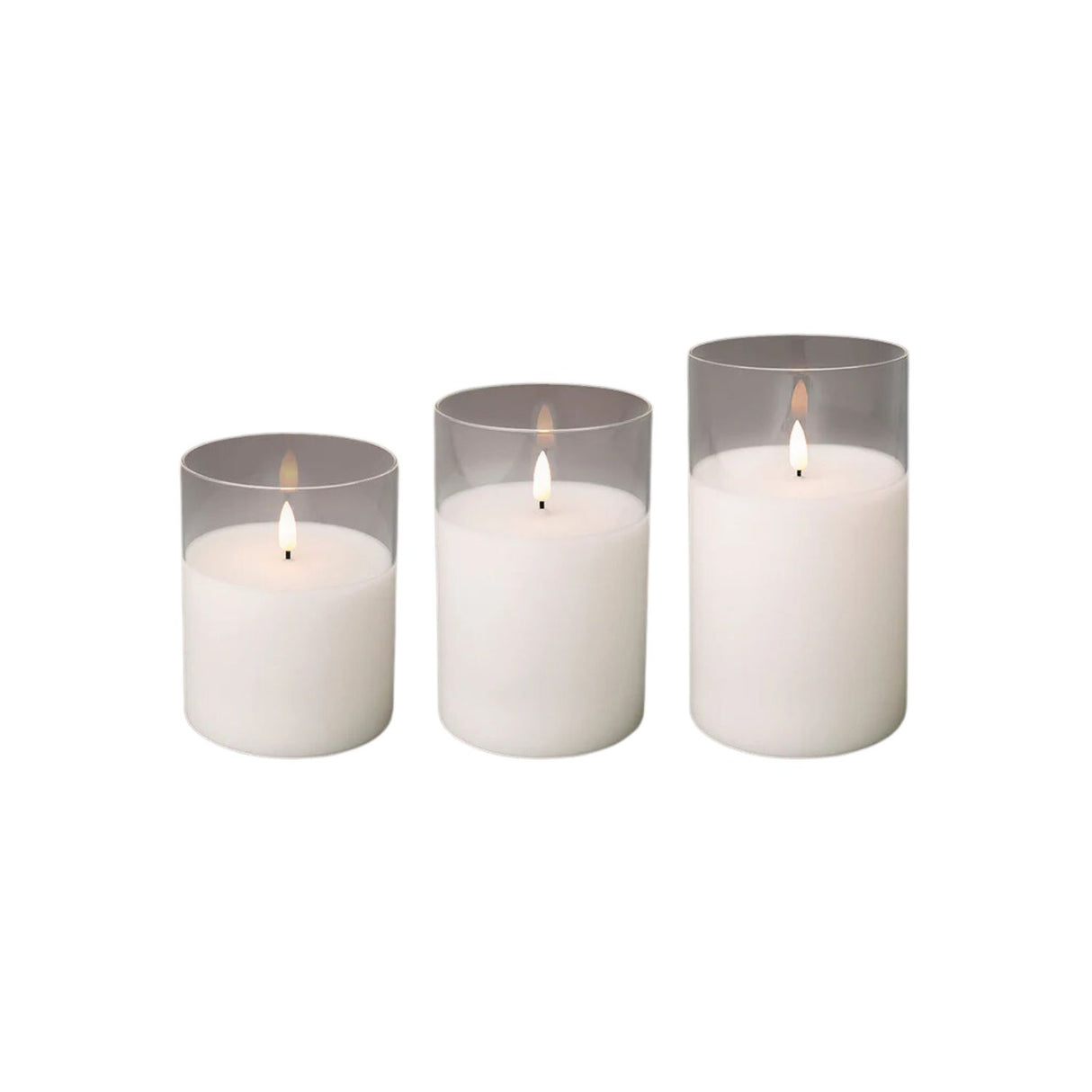 Kaemingk 17.5cm LED Clear Glass Wax Candles (Set of 3)