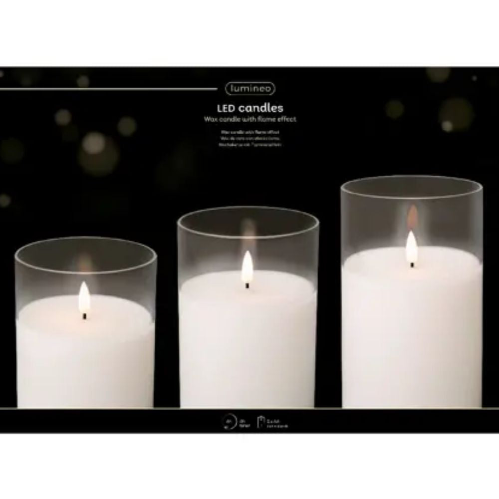 Kaemingk 17.5cm LED Clear Glass Wax Candles (Set of 3)
