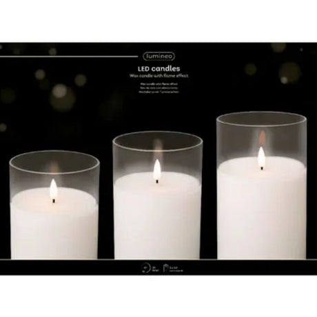 Kaemingk 17.5cm LED Clear Glass Wax Candles (Set of 3)