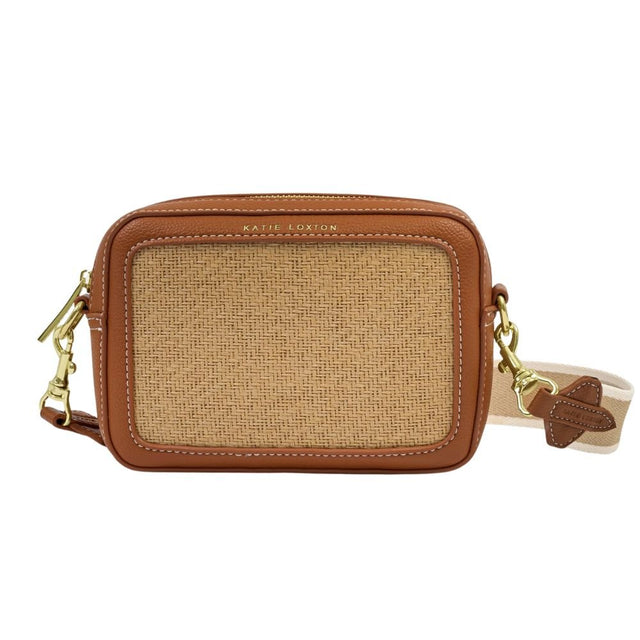 Katie Loxton Avery Raffia Small Crossbody Bag - Cognac - Old Railway Line Garden Centre