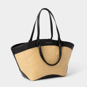 Katie Loxton Black Riviera Raffia Tote Bag - Old Railway Line Garden Centre