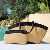 Katie Loxton Black Riviera Raffia Tote Bag - Old Railway Line Garden Centre