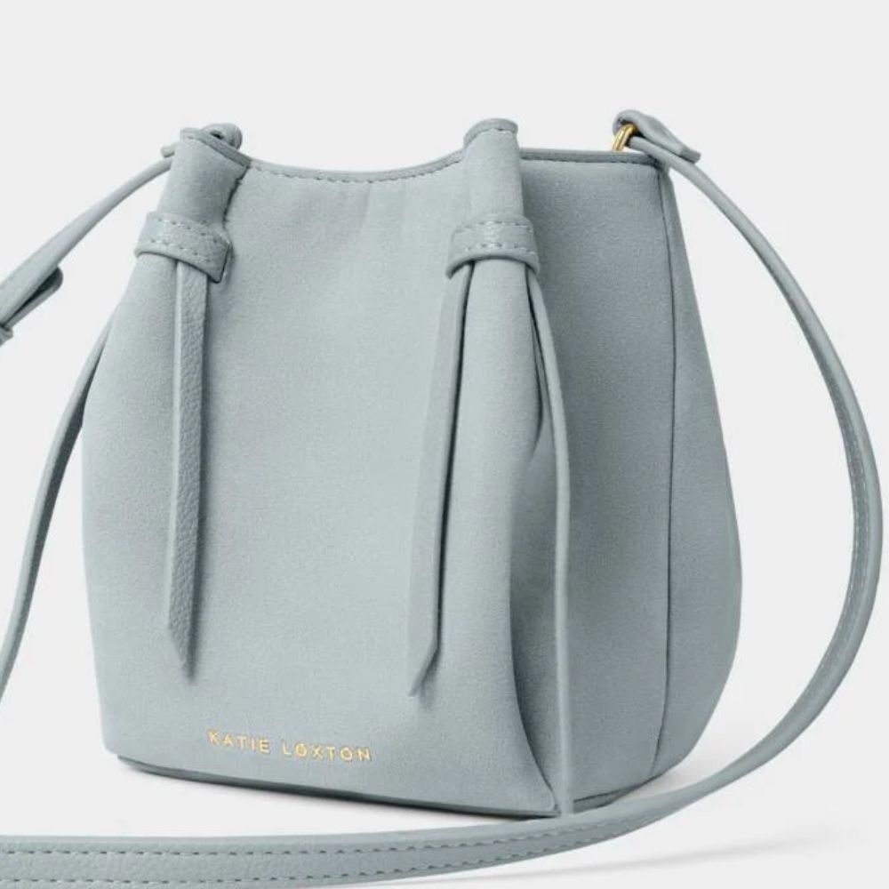 Katie Loxton Blue Celina Mini Suedette Bucket Bag - Old Railway Line Garden Centre