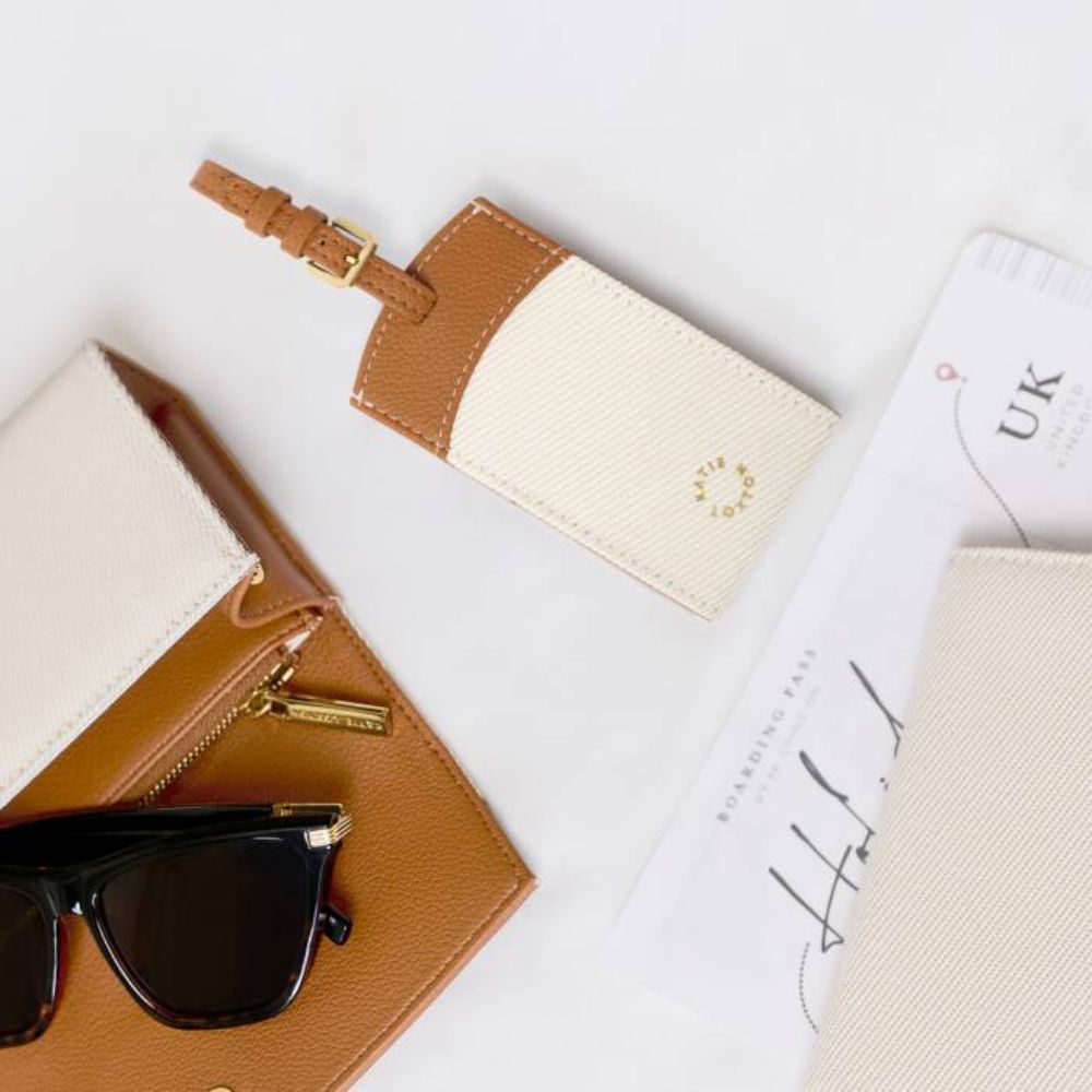 Katie Loxton Canvas & Cognac Luggage Tag - Old Railway Line Garden Centre