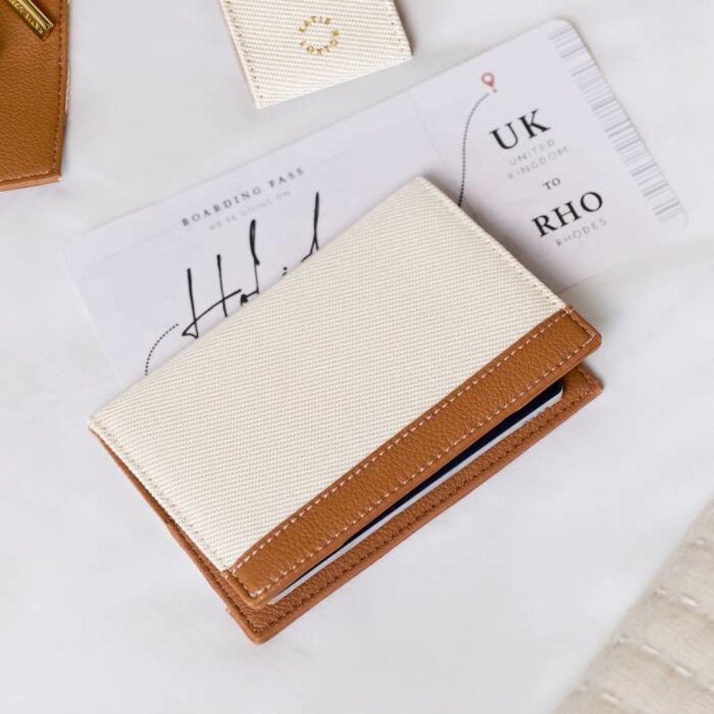 Katie Loxton Canvas & Cognac Passport Cover - Old Railway Line Garden Centre
