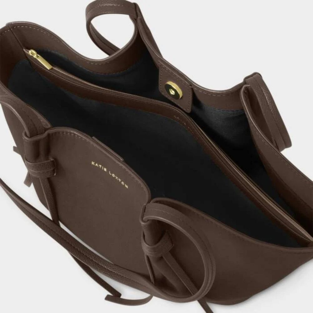 Katie Loxton Chocolate Celina Small Suedette Tote Bag - Old Railway Line Garden Centre