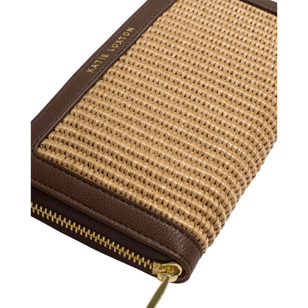 Katie Loxton Florence Raffia Purse - Chocolate
