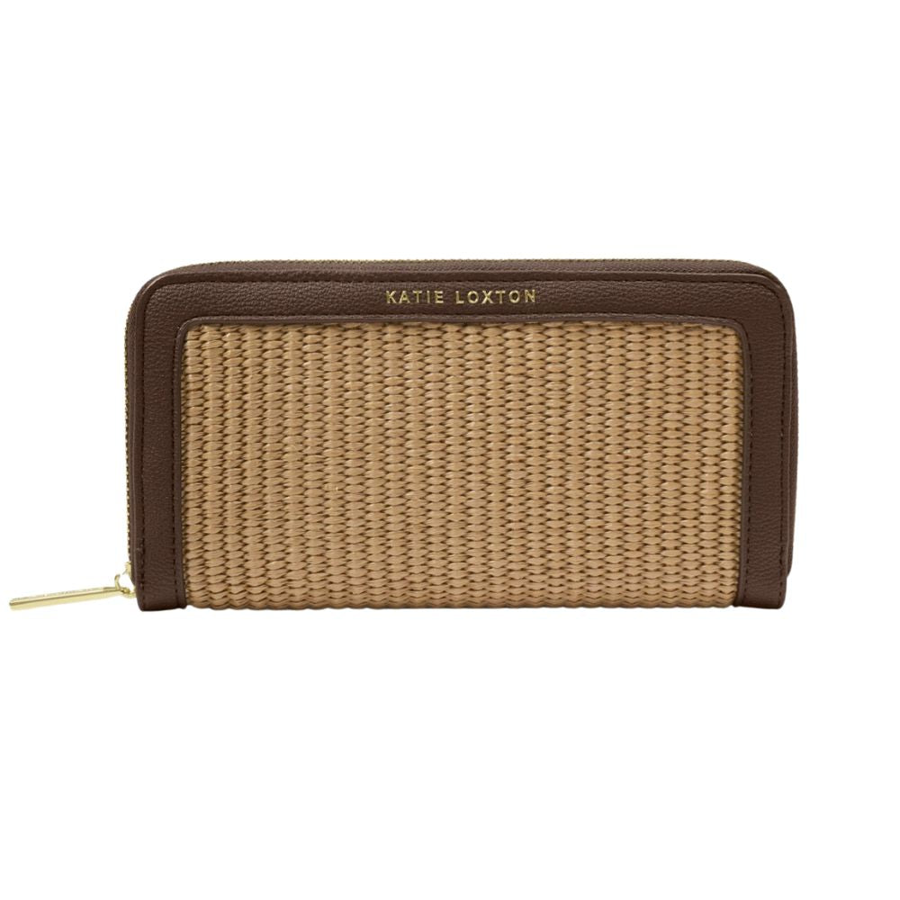 Katie Loxton Florence Raffia Purse - Chocolate