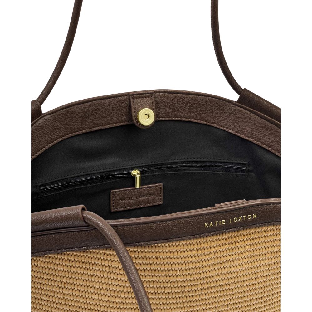 Katie Loxton Florence Raffia Tote Bag - Chocolate