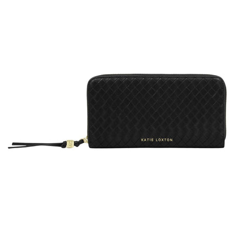 Katie Loxton Large Nova Woven Texture Purse - Black - Old Railway Line Garden Centre