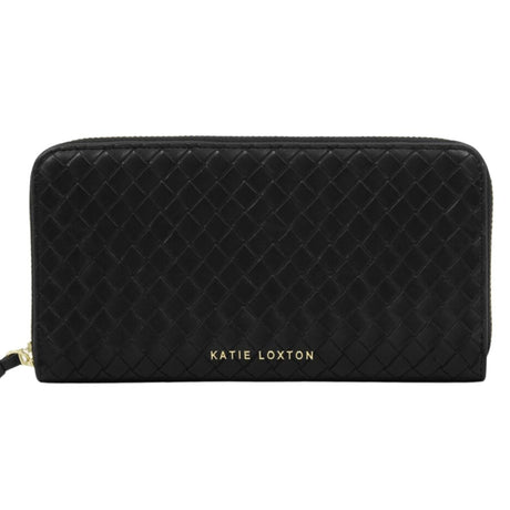 Katie Loxton Large Nova Woven Texture Purse - Black - Old Railway Line Garden Centre