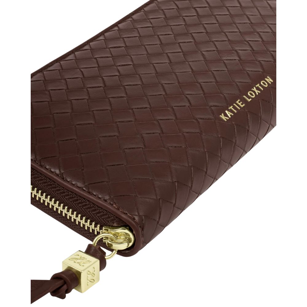 Katie Loxton Large Nova Woven Texture Purse - Chocolate