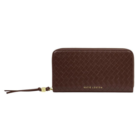 Katie Loxton Large Nova Woven Texture Purse - Chocolate - Old Railway Line Garden Centre