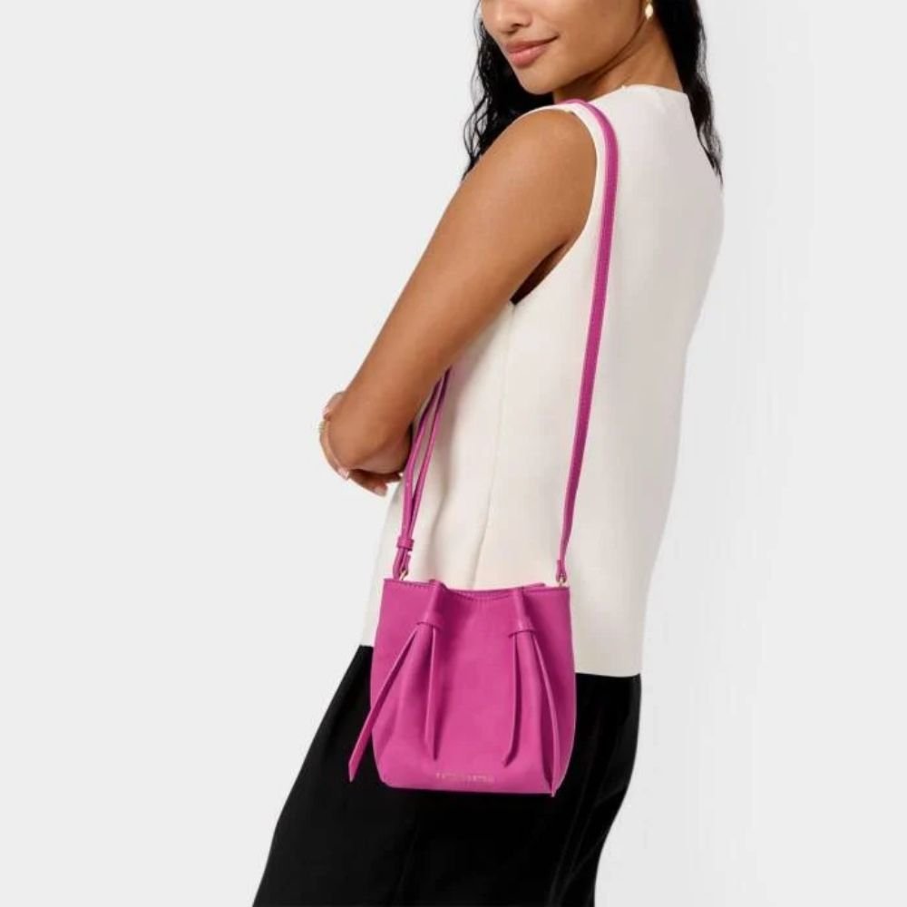 Katie Loxton Magenta Celina Mini Suedette Bucket Bag - Old Railway Line Garden Centre