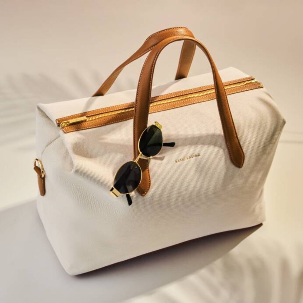 Katie Loxton Milan Cabin Bag In Canvas & Cognac - Old Railway Line Garden Centre