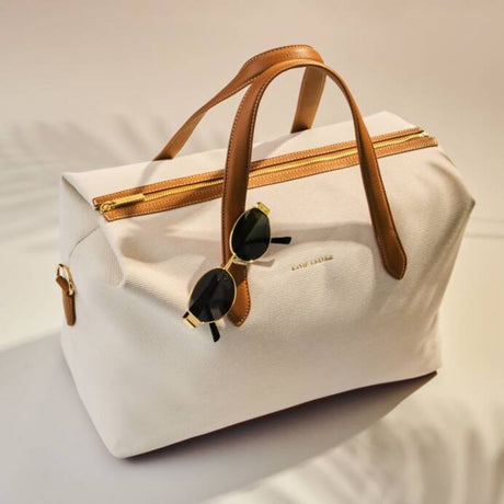 Katie Loxton Milan Cabin Bag In Canvas & Cognac - Old Railway Line Garden Centre