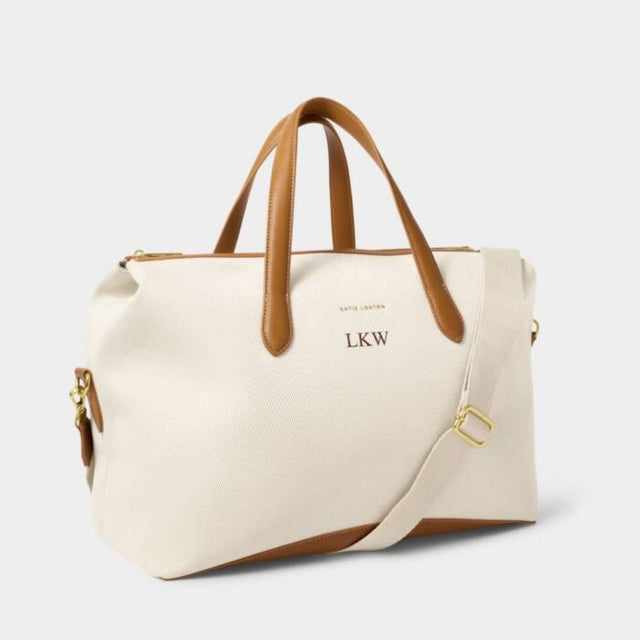 Katie Loxton Milan Cabin Bag In Canvas & Cognac - Old Railway Line Garden Centre