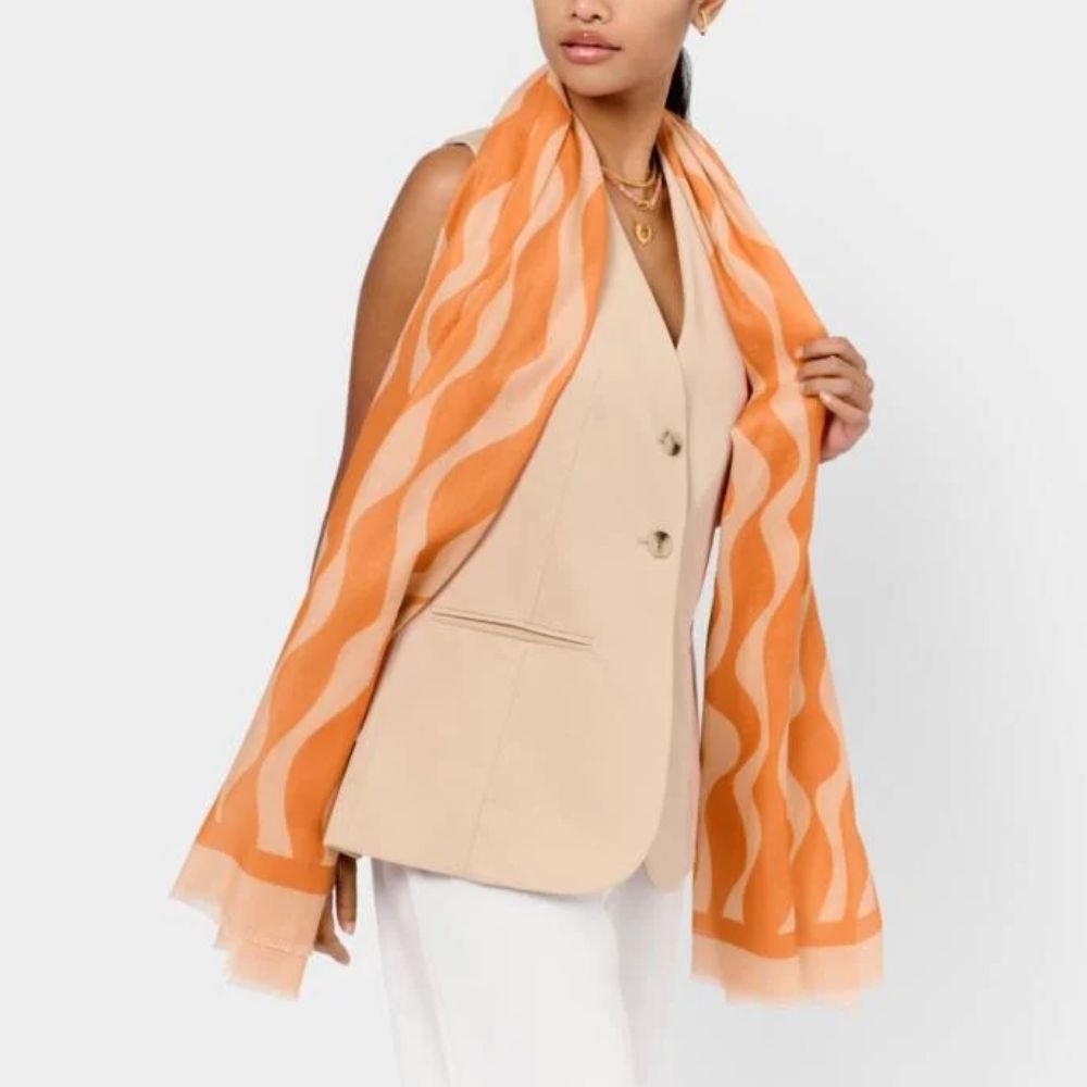 Katie Loxton Orange Ripple Wave Printed Scarf – Old Railway Line