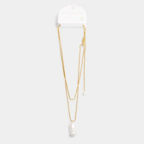 Katie Loxton Pearl Lustre Waterproof Gold Lariat Necklace - Old Railway Line Garden Centre