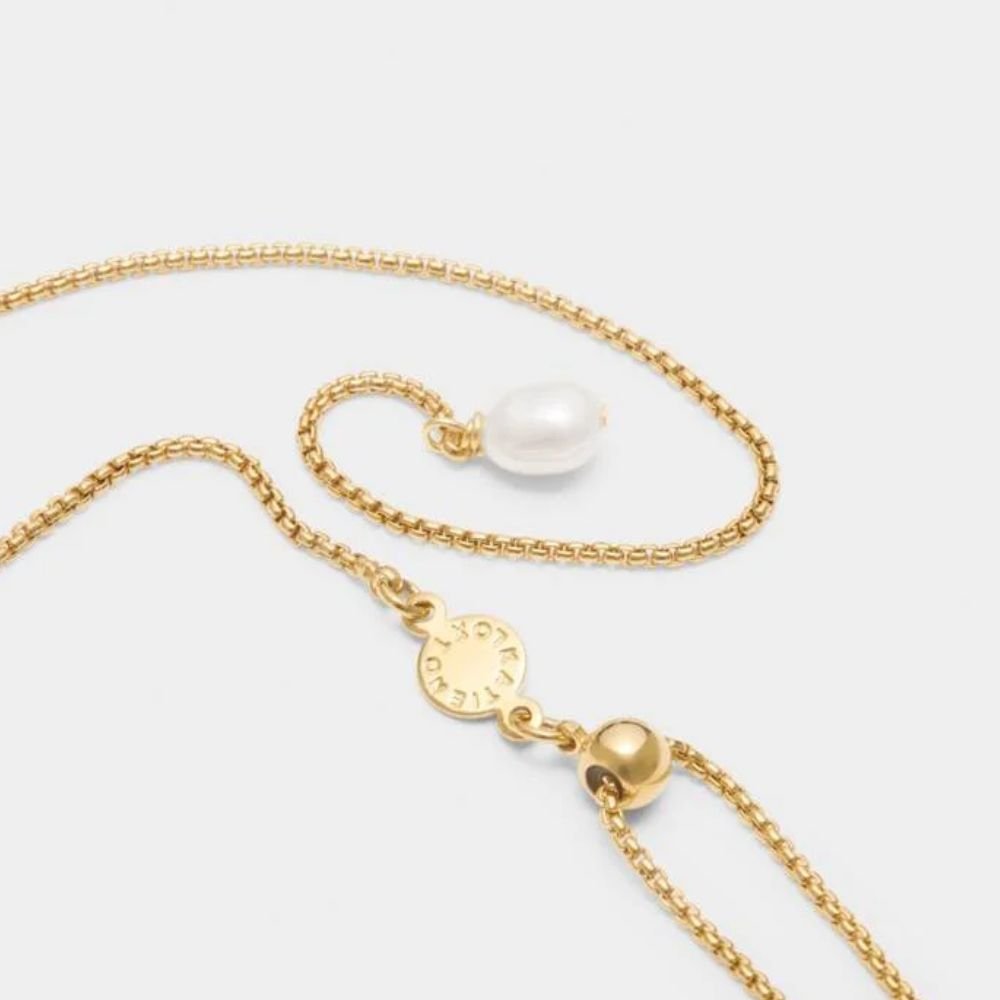 Katie Loxton Pearl Lustre Waterproof Gold Lariat Necklace - Old Railway Line Garden Centre