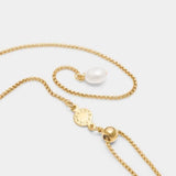 Katie Loxton Pearl Lustre Waterproof Gold Lariat Necklace - Old Railway Line Garden Centre