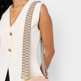 Katie Loxton Sand Zig Zag Canvas Bag Strap - Old Railway Line Garden Centre