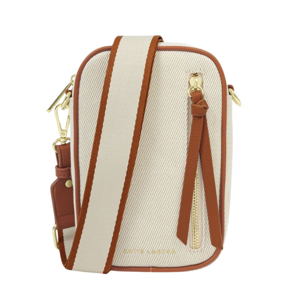 Katie Loxton Small Hallie Canvas Crossbody Bag - Cognac