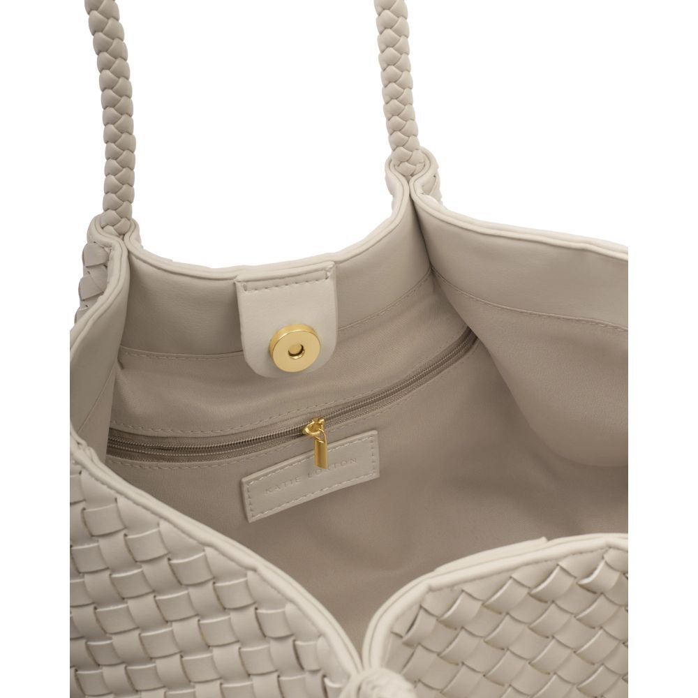 Katie Loxton Small Nova Hand Woven Tote Bag - Oyster - Old Railway Line Garden Centre