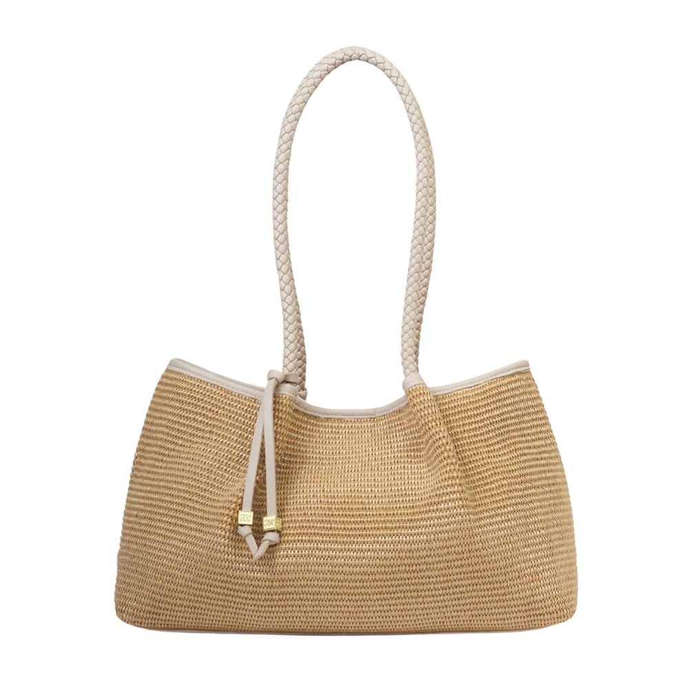 Katie Loxton Small Nova Raffia Shoulder Tote Bag - Natural Oyster - Old Railway Line Garden Centre