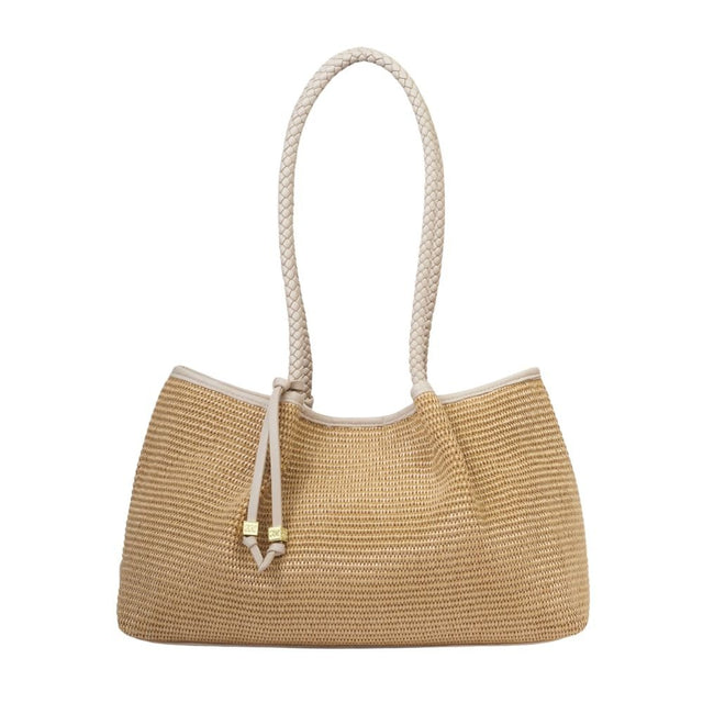 Katie Loxton Small Nova Raffia Shoulder Tote Bag - Natural Oyster - Old Railway Line Garden Centre