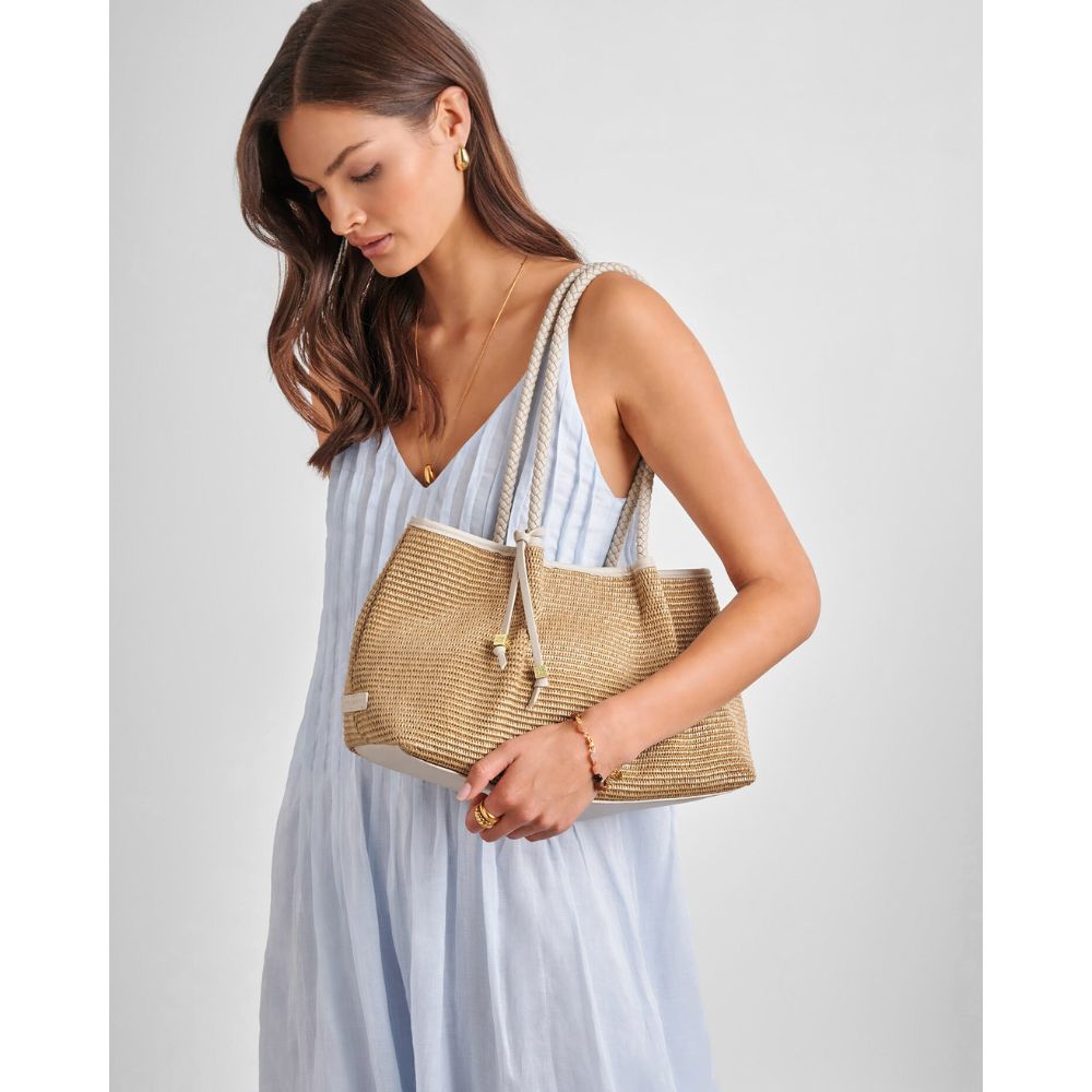 Katie Loxton Small Nova Raffia Shoulder Tote Bag - Natural Oyster - Old Railway Line Garden Centre