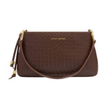 Katie Loxton Small Nova Woven Texture Clutch - Dark Chocolate