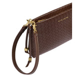 Katie Loxton Small Nova Woven Texture Clutch - Dark Chocolate