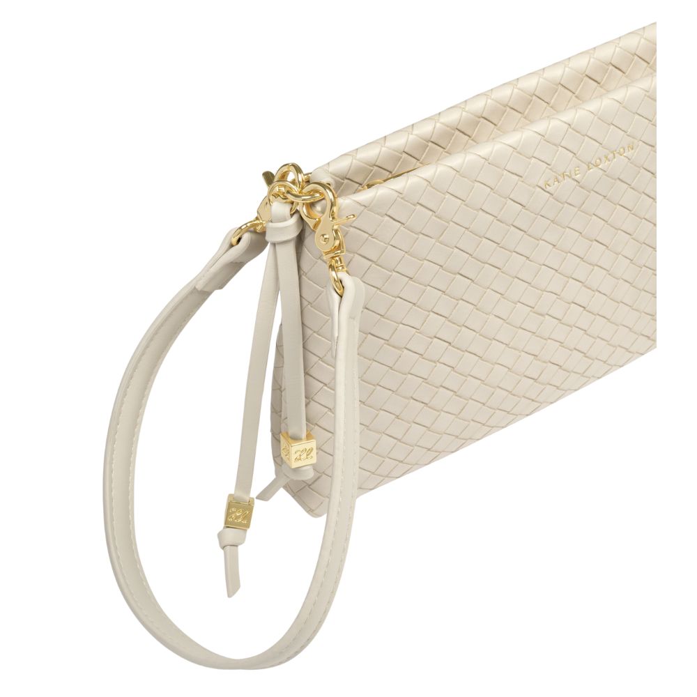 Katie Loxton Small Nova Woven Texture Clutch - Oyster
