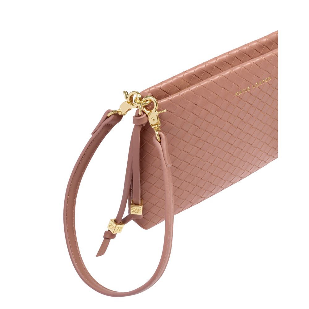 Katie Loxton Small Nova Woven Texture Clutch - Pink Clay