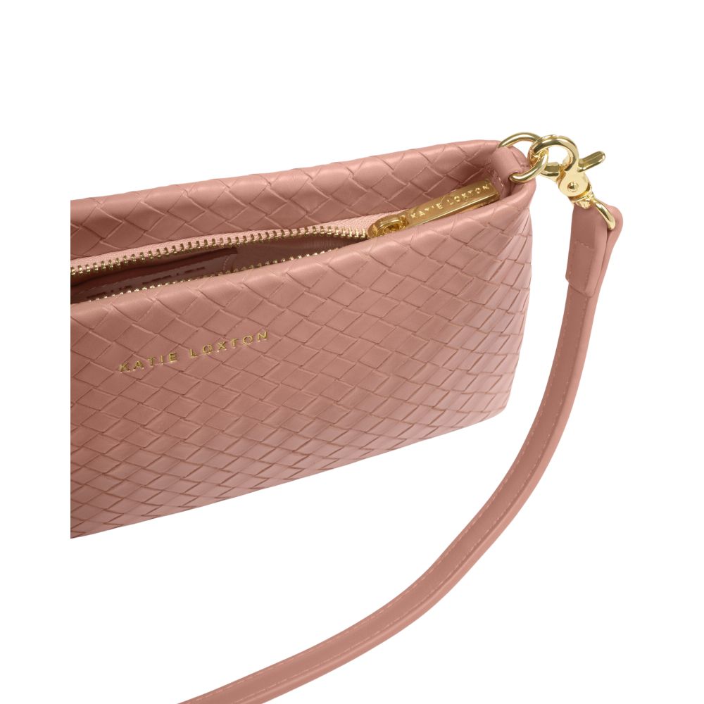 Katie Loxton Small Nova Woven Texture Clutch - Pink Clay
