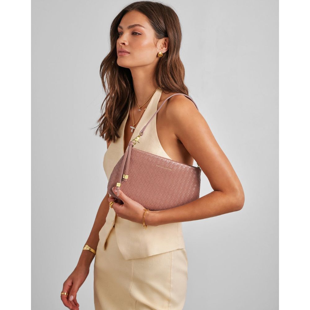 Katie Loxton Small Nova Woven Texture Clutch - Pink Clay