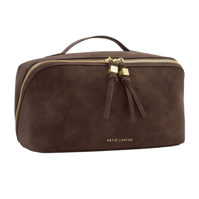 Katie Loxton Soho Large Makeup & Wash Bag - Chocolate - Old Railway Line Garden Centre
