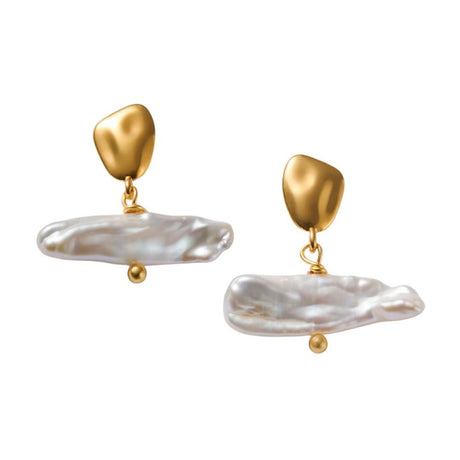 Katie Loxton Sol Pearl Bar Waterproof Earrings - Gold - Old Railway Line Garden Centre