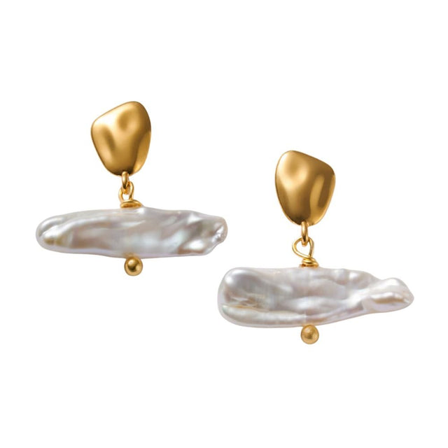 Katie Loxton Sol Pearl Bar Waterproof Earrings - Gold - Old Railway Line Garden Centre