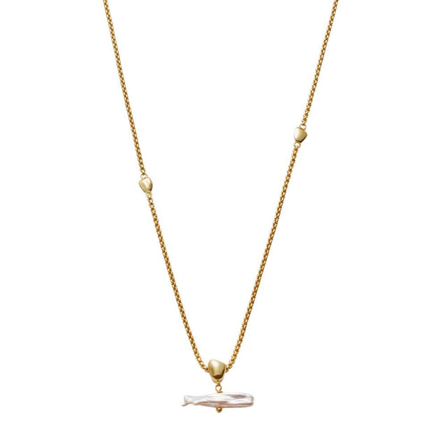 Katie Loxton Sol Pearl Bar Waterproof Necklace - Gold - Old Railway Line Garden Centre