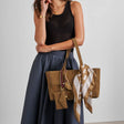 Katie Loxton Taya Hand Woven Suedette Tote Bag - Caramel - Old Railway Line Garden Centre