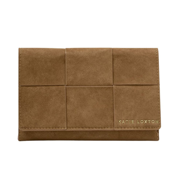 Katie Loxton Taya Suedette Woven Purse - Brown - Old Railway Line Garden Centre