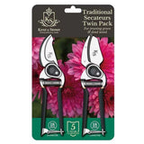 Kent & Stowe Traditional Bypass & Anvil Pruner Secateurs - Twin Pack