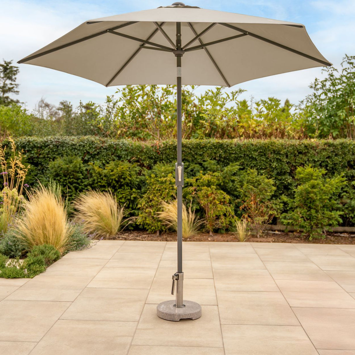 Kettler 3.0m Wind-Up Auto Tilt Parasol with Night Cover - Stone
