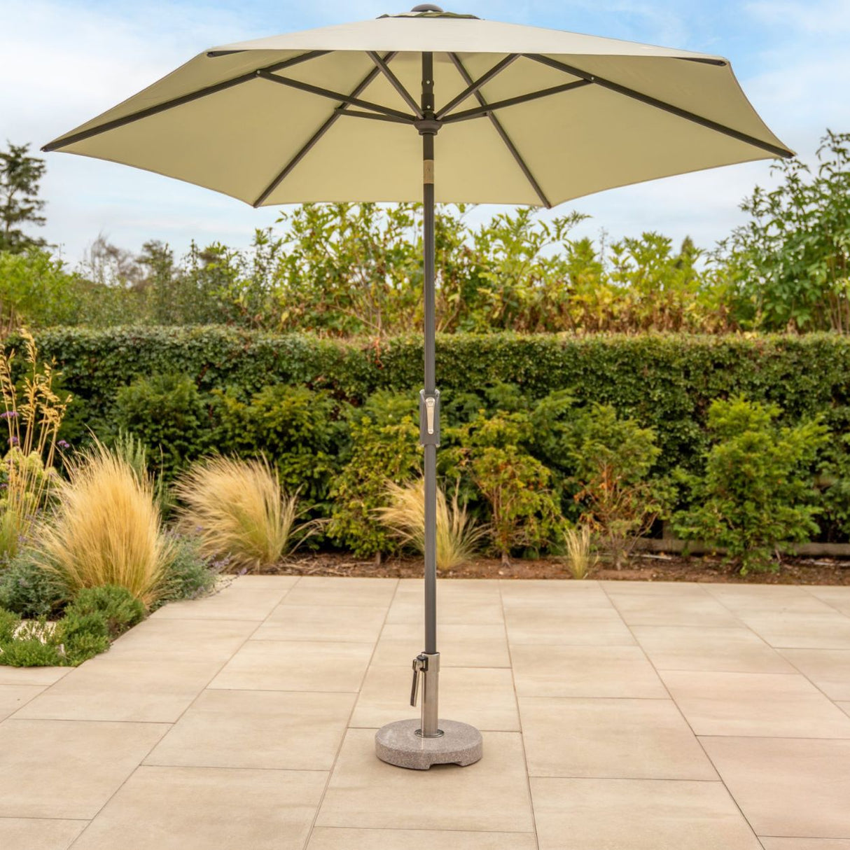 Kettler 2.5m Wind-Up Auto Tilt Parasol with Night Cover - Sage - Old Railway Line Garden Centre
