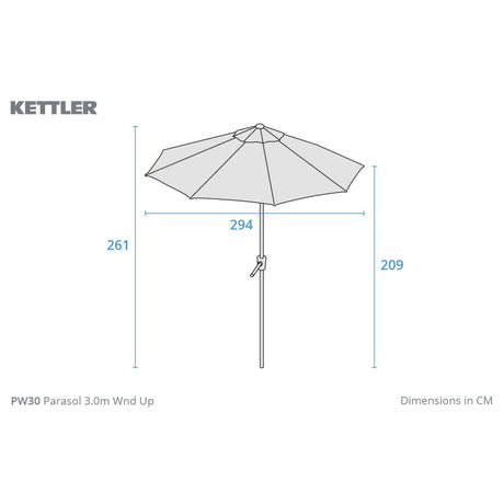 Kettler 3.0m Wind-Up Auto Tilt Parasol with Night Cover - Sage - Old Railway Line Garden Centre